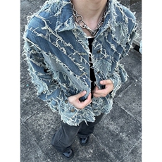 自家图有货~vibe美式流苏毛边休闲牛仔夹克外套JK802-P80控118，男装夹克，星座1004-3