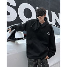 得物品质秋款男连帽卫衣字母印花开叉拉链休闲夹克外套WY121P60，男装卫衣，星座1013-1