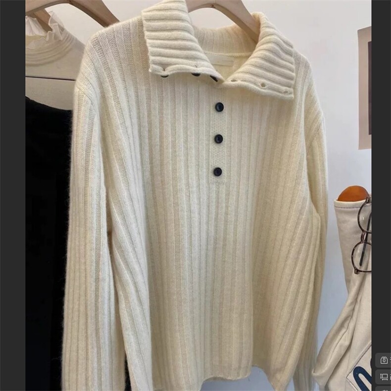 2025年秋季新款坑条翻领针织上衣休闲时尚通勤，女装针织衫/毛衣，圣旺供货