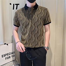 店主风社会小伙男士POLO衫男亮面简约款翻领T恤301A-1/PL96/P53，男装T恤，星座301A-1