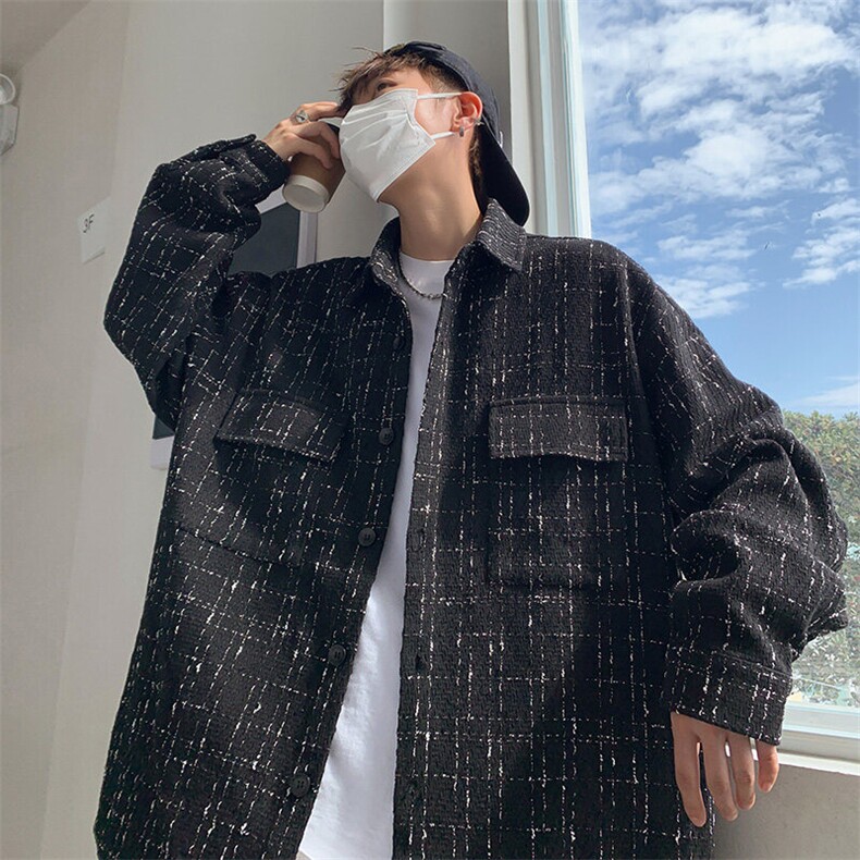 C8012/P50春装新款现货港风外景小香风工装衬衣男衬衫外套上衣，男装衬衫，电商A141