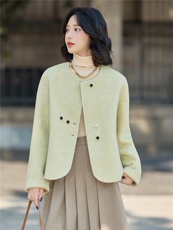 高级感气质短款毛呢外套女2025秋冬新款百搭超好看双面羊毛呢大衣，女装双面呢大衣，美沁