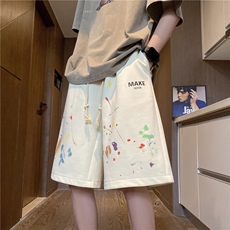 ins男生新款百搭休闲宽松短裤彩色泼墨五分裤B315-K23341-p45控58，男装休闲裤，电商B315