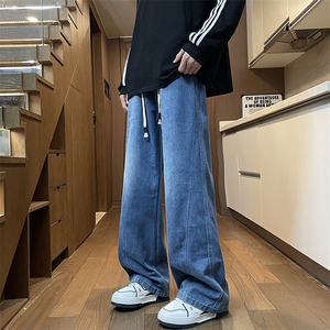 美式高街复古牛仔裤男款秋冬季痞帅高级感休闲直筒阔腿vibe裤子图片