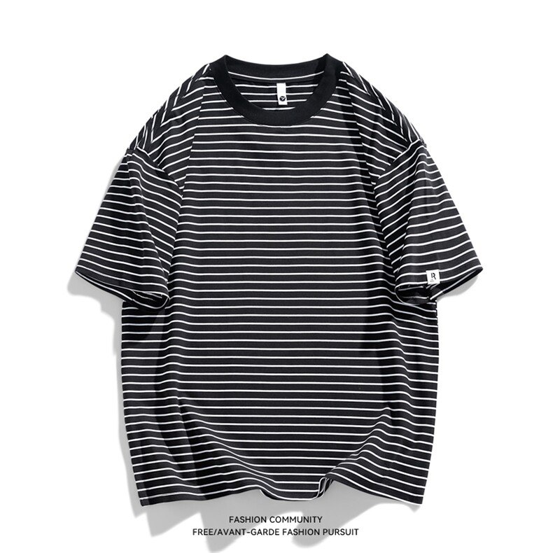 抖音天猫得物品质200克cityboy时尚夏季条纹百搭短袖T恤TX232-P40,男装T恤,星座1109