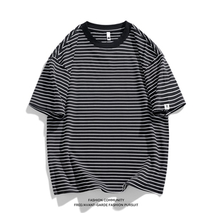 抖音天猫得物品质200克cityboy时尚夏季条纹百搭短袖T恤TX232-P40图片