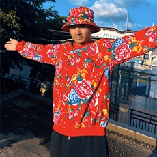 B203秋冬男女休闲圆领大码东北大花卫衣团队表演出汉服舞蹈学生潮，男装卫衣，星座115A-2