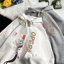 WY2161-P35加绒款-P40纯棉连帽卫衣男大码运动帽衫宽松薄，男装卫衣，电商A040