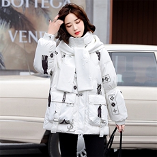 羽绒服女中长款2023年冬季新款韩版宽松显瘦90%白鸭绒外套潮，女装羽绒服，火爆靓佳人