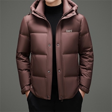 2025冬季新款男连帽羽绒服90绒子白鸭绒加厚时尚面包服羽绒外套，男装羽绒服，钱塘723