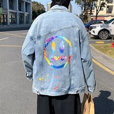 男秋季外套潮牌街头牛仔夹克笑脸R005P75，男装夹克，星座1116-2