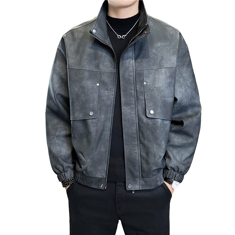 店主风2025秋季新款立领休闲pu皮皮衣夹克外套25603-P145控195,男装皮衣,电商A413
