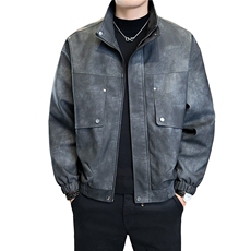 店主风2025秋季新款立领休闲pu皮皮衣夹克外套25603-P145控195，男装皮衣，电商A413