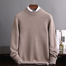 高品质男士羊绒开衫秋季商务休闲必备圆领套头毛衣保暖舒适男装，男装羊绒开衫，冬季工坊
