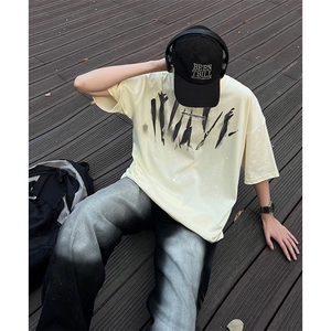 量大优供抖音视频支持得物配合二开美式满天星亮片短袖T恤MTX360