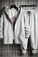 TK6099-P85开衫连帽卫衣套装男运动套装两件套网格挂拍，男装卫衣，电商A040A