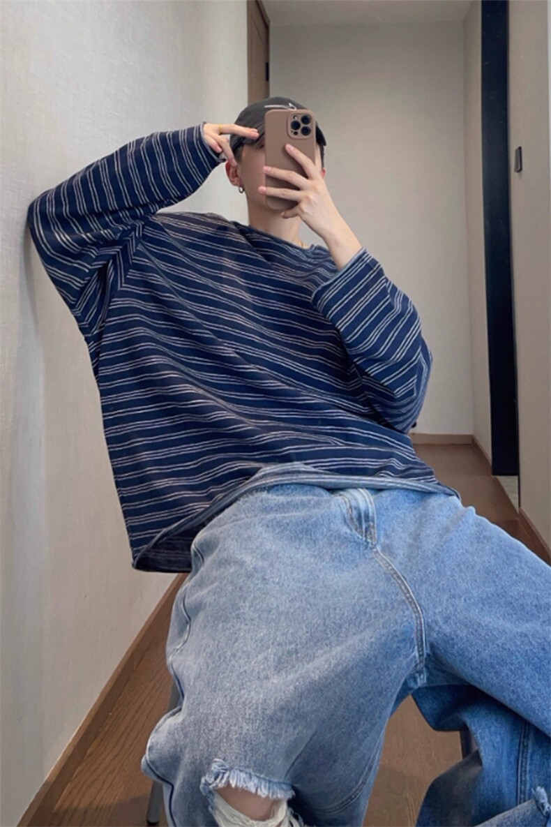 条纹长袖t恤TX708特P41,男装T恤,星座908-1