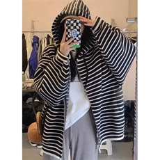 极简条纹开衫毛衣女秋款高级感中性慵懒风针织衫外套M167，男装针织衫/毛衣，星座1116A（原606A-3）