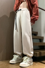 港风秋冬长裤宽松休闲扣带松紧腰束脚卫裤K23303-P40控58，男装休闲裤，星座717