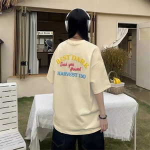 万针全刺绣工艺抖音得物高品质260克重磅纯棉双纱美式高街短袖T恤图片