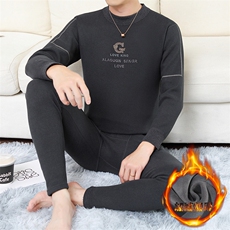 秋冬保暖内衣男士中高领秋衣秋裤加绒加厚罗纹袖口套装TZ6806-P70，男装棉衣，星座310B-3