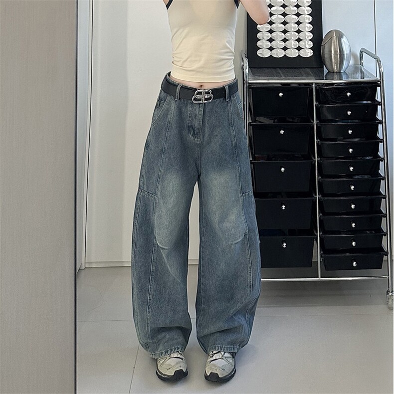 弯刀牛仔裤男款2025秋季美式复古解构设计感宽松阔腿长裤N024-P50,男装牛仔裤,星座308B-2