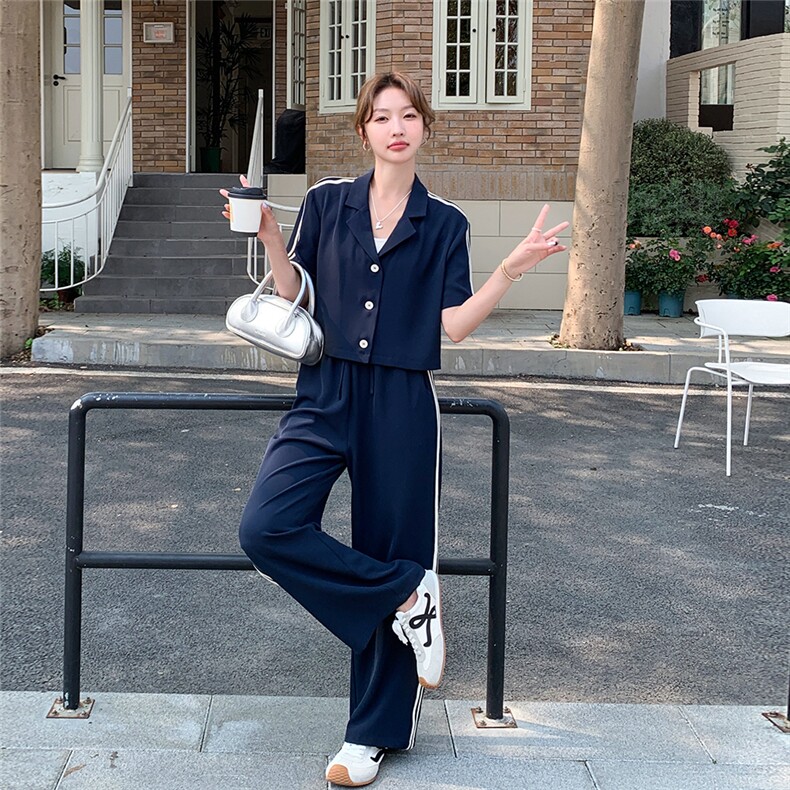 运动休闲套装女夏2025新款超火今年流行洋气时尚减龄阔腿裤两件套,女装套装/套裙,辉之琳