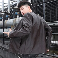 春秋韩版潮流帅气修身PU皮衣男短款青年皮夹克机车服外套813-P55，男装夹克，星座1403B