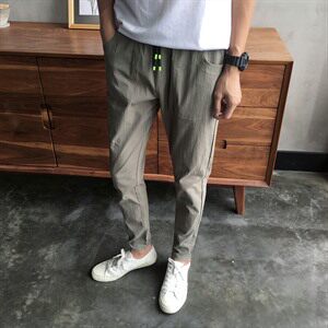 棉 纯色 无弹 时尚都市 宽松 休闲裤 中腰 2021年 哈伦裤 薄款 日系复古图片