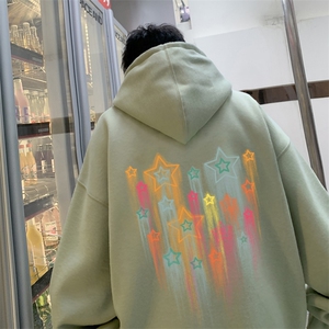 酒红色流星重磅痞帅硬挺秋季连帽卫衣男oversize潮牌美式高街国潮图片