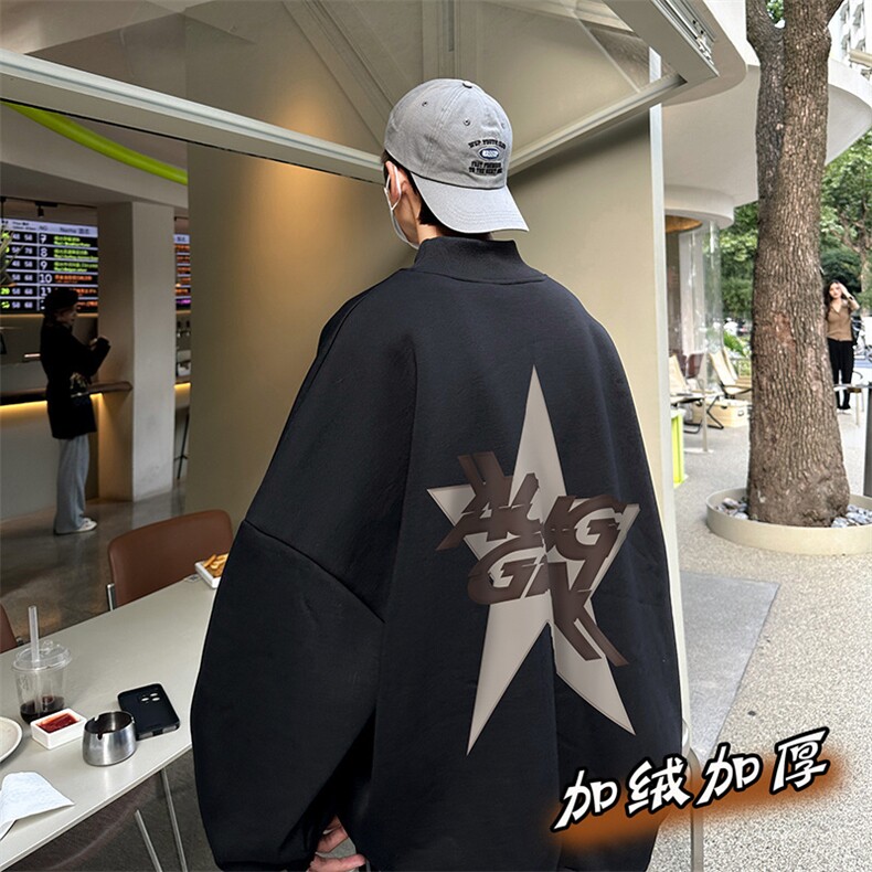 男装加绒 加厚 高领 卫衣落肩袖B239-G68-P48图片