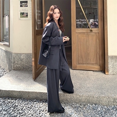 设计感小众廓形西装套装女2025秋季新款高级感宽松阔腿裤两件套潮，女装套装/套裙，2C085