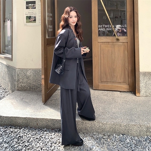 设计感小众廓形西装套装女2025秋季新款高级感宽松阔腿裤两件套潮图片