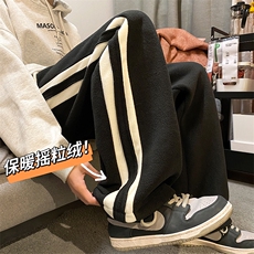 加绒加厚摇粒绒裤子男冬季卫裤宽松ins休闲裤K5445-P65控78B315，男装休闲裤，电商B315