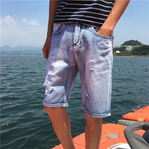 HK02-P38  夏季大码日系 麒麟  风潮流牛仔裤休闲破洞 港风 短裤图片