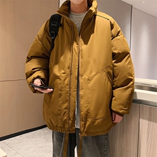 现货冬季美式休闲加厚雪山外套夹克立领纯色三防户外工装棉服，男装夹克，电商A486-1