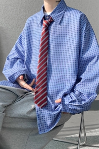8XL-M长袖衬衫男夏季格子条纹衬衣宽松慵懒风防晒外套CS29005P45图片