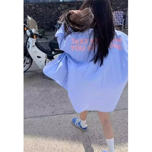 条纹防晒衬衫男女夏季设计感宽松慵懒长袖上衣衬衣外套 CT112图片