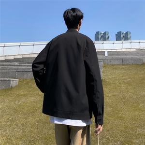 黑色夹克外套男秋季小立领上衣外套潮牌男 1001-1-W305-P53图片
