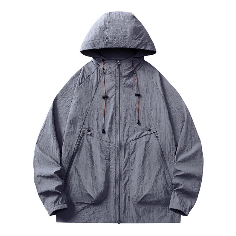 F036夏季新款男士休闲百搭长袖防晒衣外套P40平铺图灰色，男装防晒衣，星座1615-1