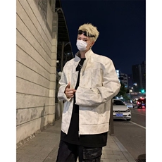 秋季小众高级感立领机车皮衣男宽松短款垫肩W6708P88，男装皮衣，星座1116-2