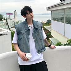 F289-P652024夏季新款牛仔马甲男潮牌宽松无袖坎肩背心现货，男装背心/马甲，星座512-6