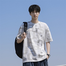7A抗菌夏季大码潮流时尚动漫印花男士短袖，男装T恤，星座1107-1