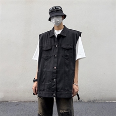 牛仔马甲潮男2025年秋季潮牌宽松无袖坎肩夹克工装外套MJ111-P50，男装夹克，星座1103-3