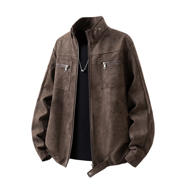 可二开雾霾扎染面料大码M-5XL工装拉链皮衣夹克男JK78100P90控128，男装夹克，星座227-7