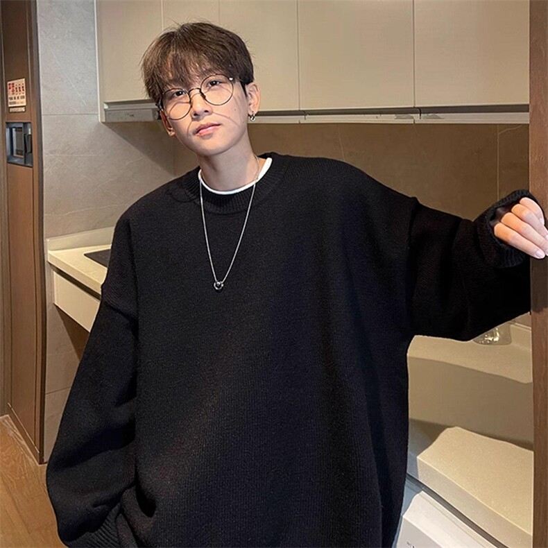 重磅秋冬男女纯色打底针织衫圆领套头半高领毛衣美式复古休闲上衣，男装T恤，电商A486