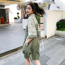 拼接撞色连体裤女夏季新款休闲显瘦工装阔腿连衣裤82337P115-K168，女装连体裤，辉之琳