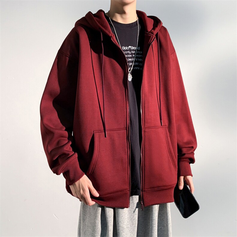 市场无对手全棉阔版支持退换抖音得物360克纯色开衫卫衣外套HM01，男装卫衣，电商A486