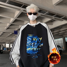 抖音得物供货提供视频秋冬重磅美式宽松织带圆领卫衣07159，男装卫衣，电商A486