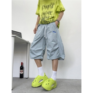 多巴胺刺绣速干短裤男女夏户外山系阔腿七分裤宽松运动休闲 KA21图片